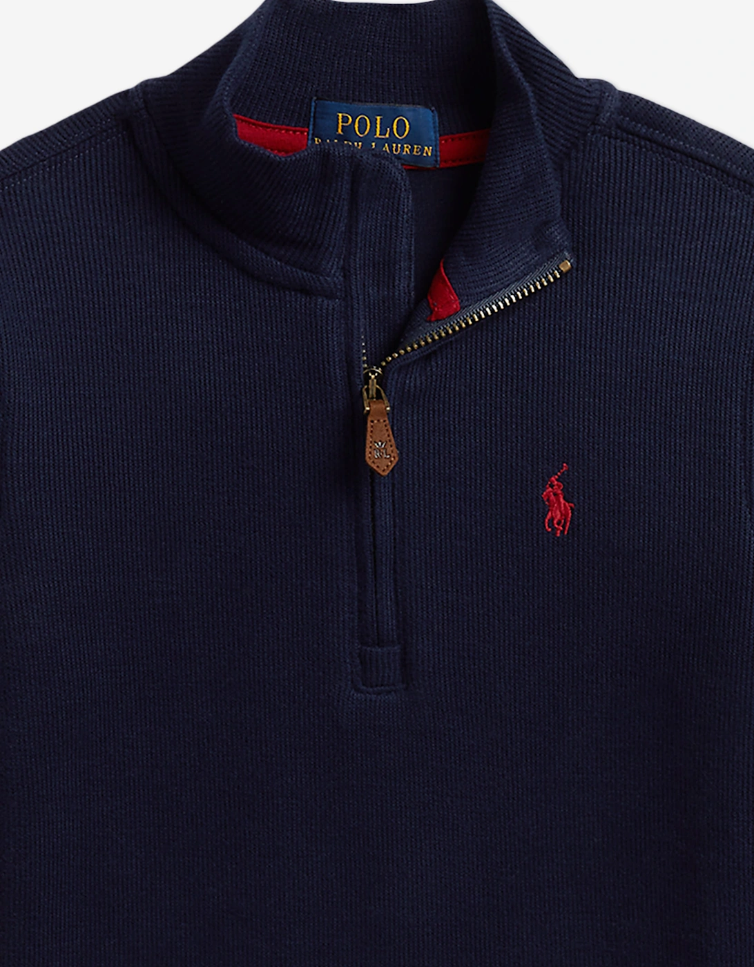 Ralph Lauren Boys Estate Rib Half Zip Pullover in Navy