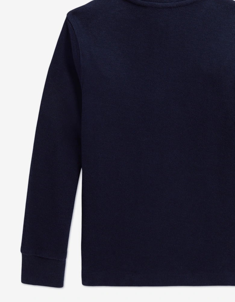 Ralph Lauren Boys Estate Rib Half Zip Pullover in Navy