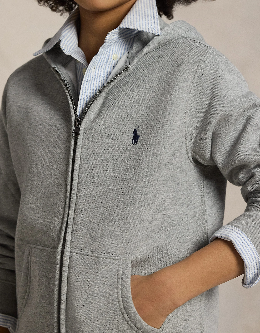 Ralph Lauren Boys Logo Zip Up Top in Grey