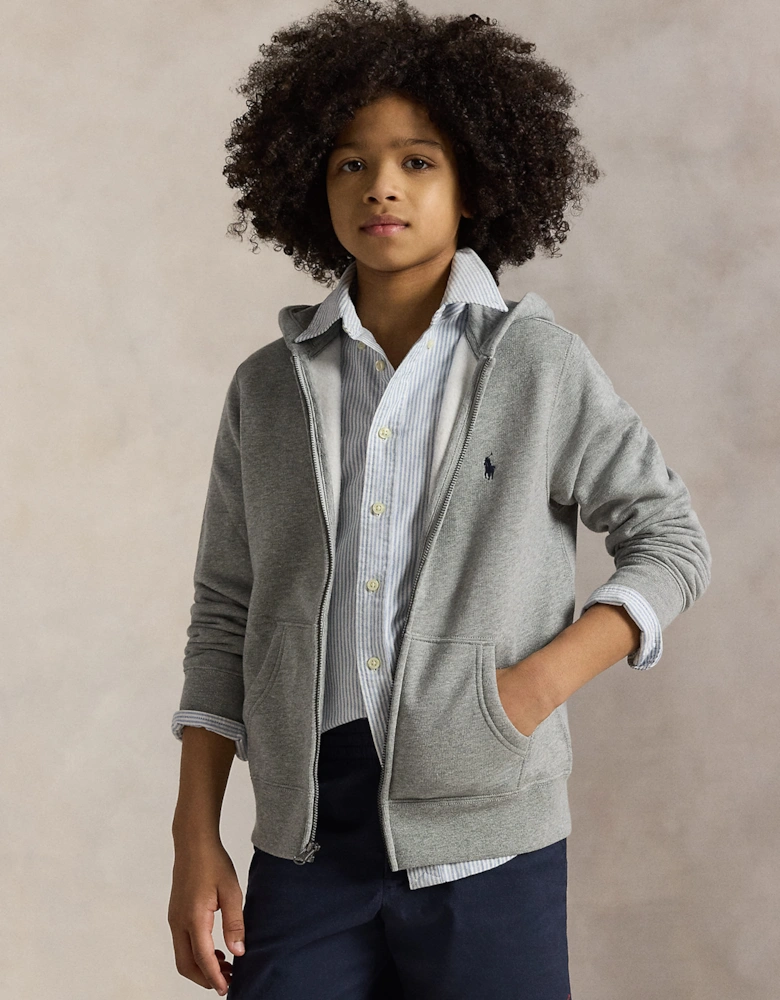 Ralph Lauren Boys Logo Zip Up Top in Grey