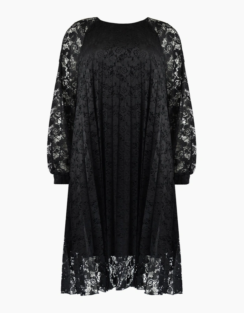 Black Lace Pleated Dress