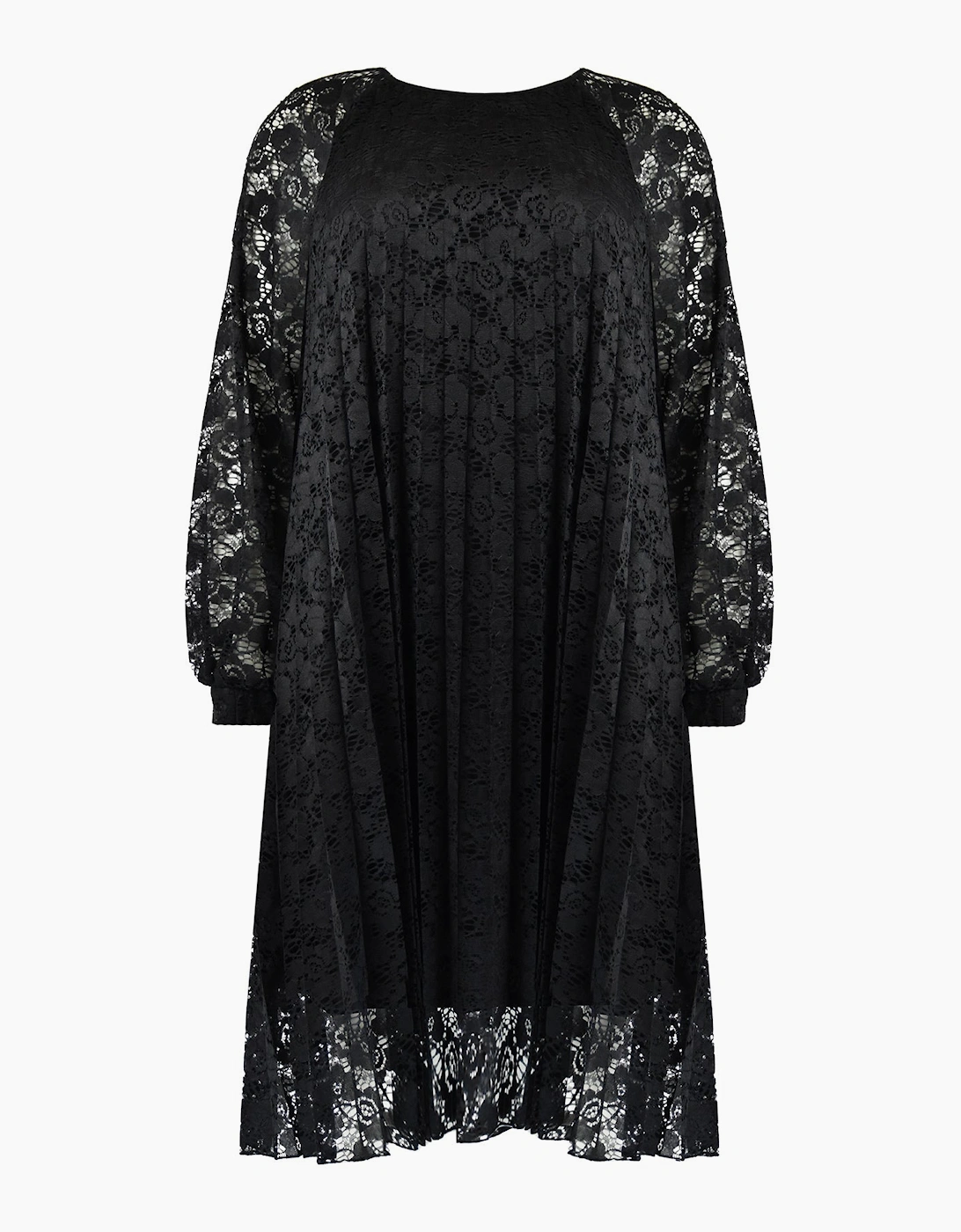Black Lace Pleated Dress