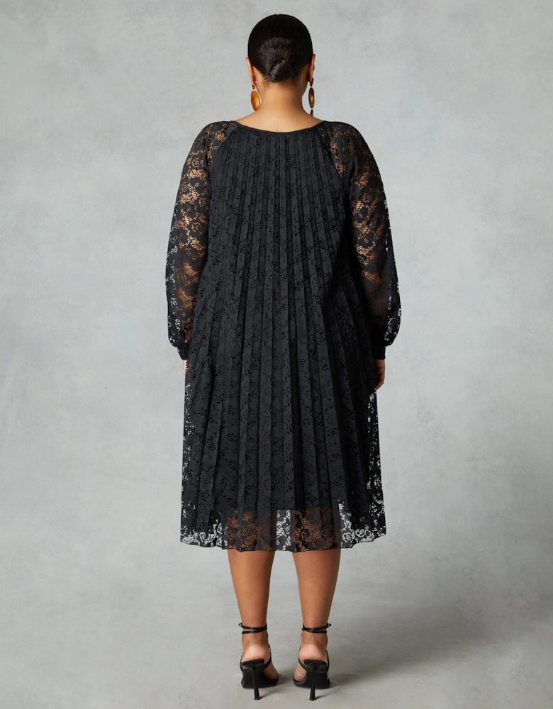Black Lace Pleated Dress