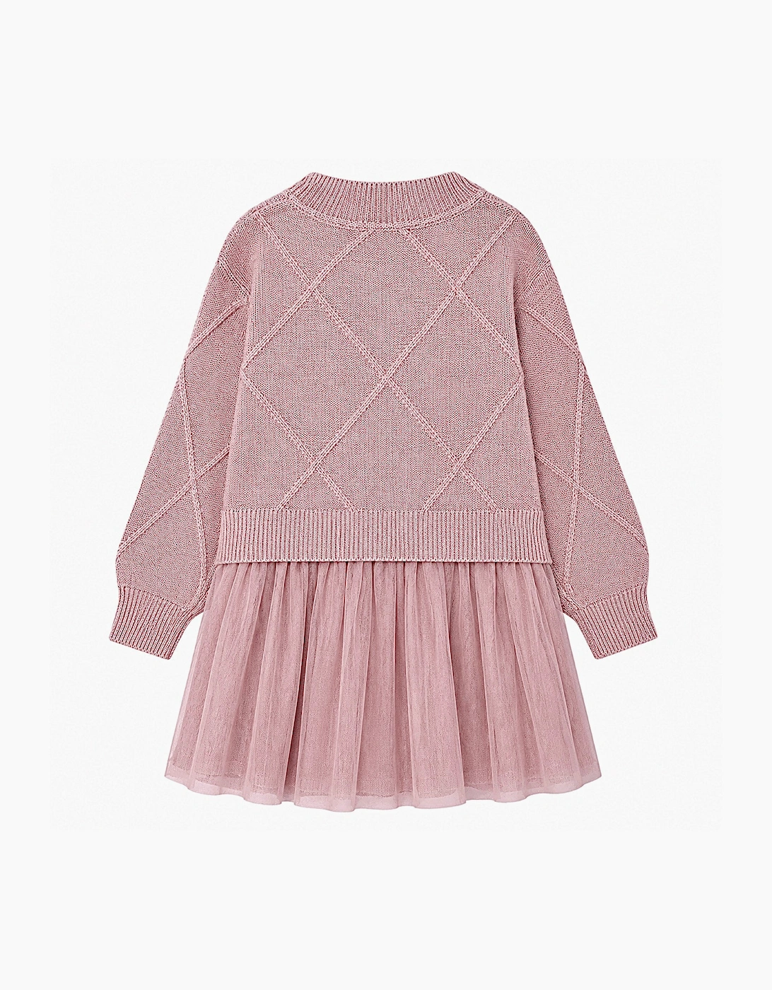 Girls Dusty Pink Knit Tulle Dress