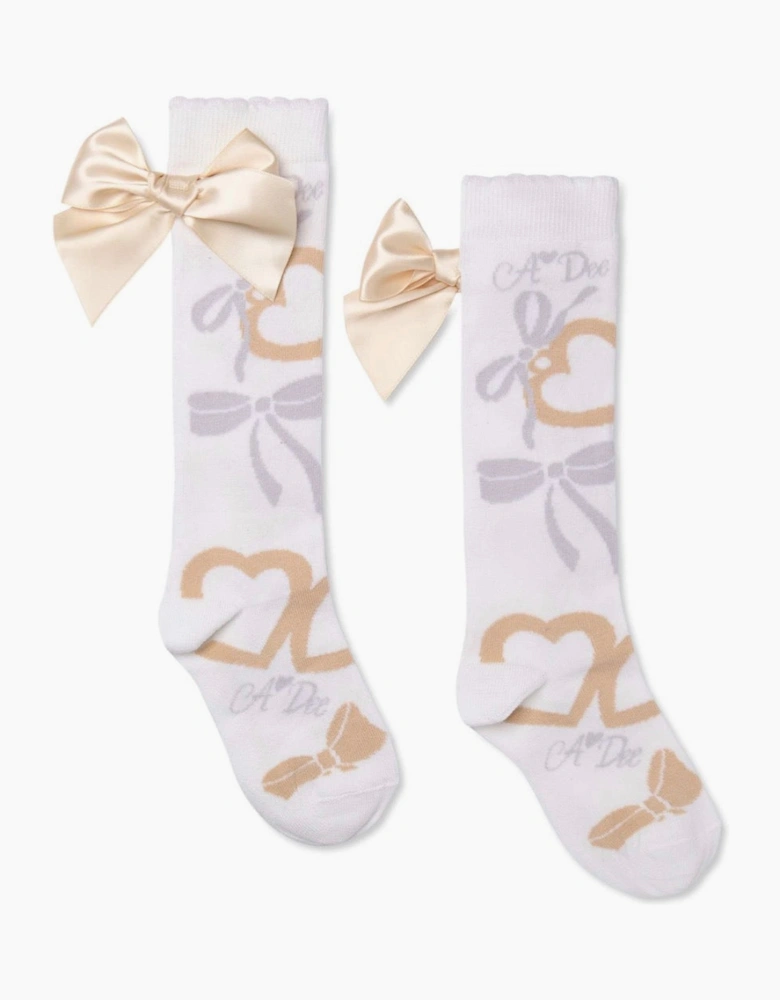 A DEE ALESSANDRA BOW PRINT KNEE HIGH SOCKS W262914