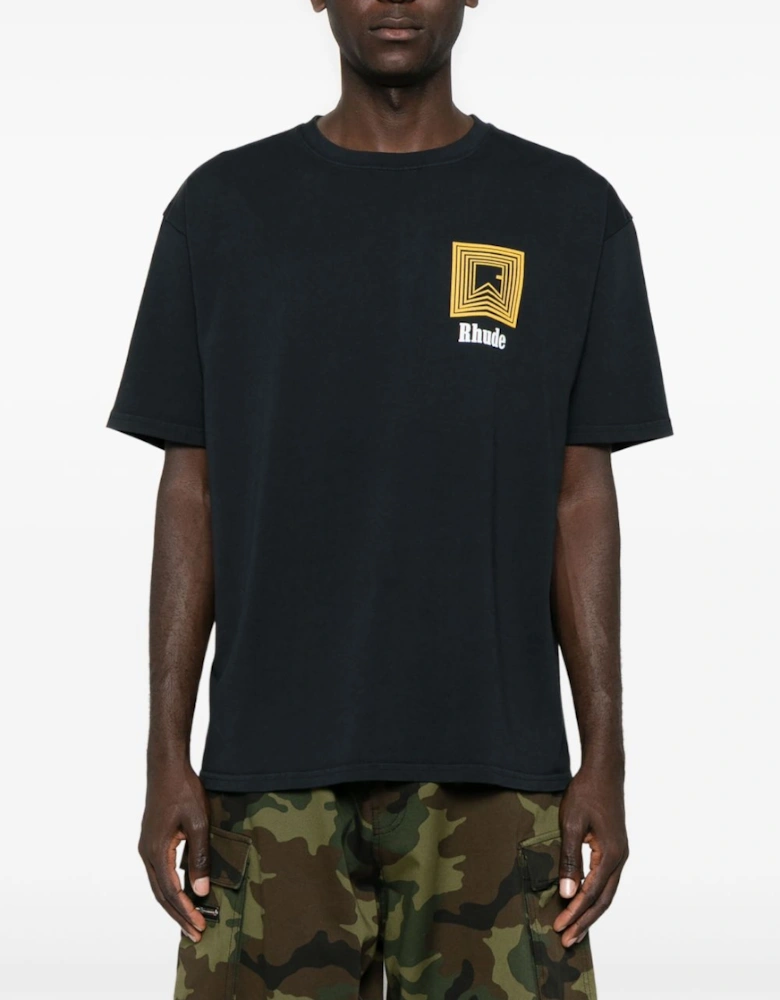 Rhude CHEVRON LOGO REPEAT TEE Black/Yellow