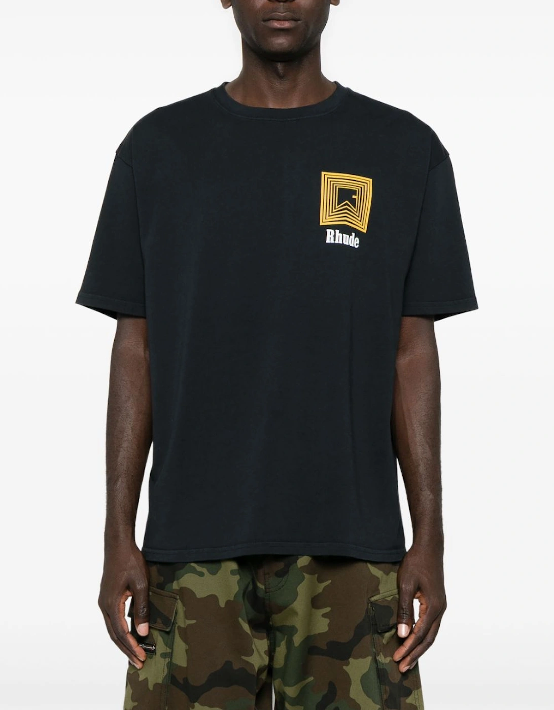 Rhude CHEVRON LOGO REPEAT TEE Black/Yellow