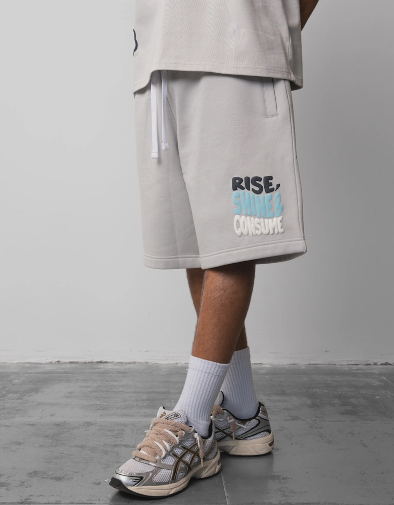 Fresh Flavours Rise, Shine & Consume Sweat Shorts - Lt Grey/Blue