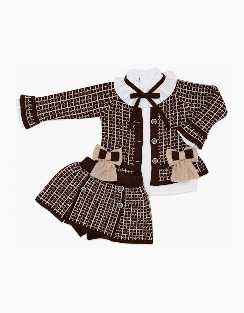 Girls Brown and Camel Skort Set