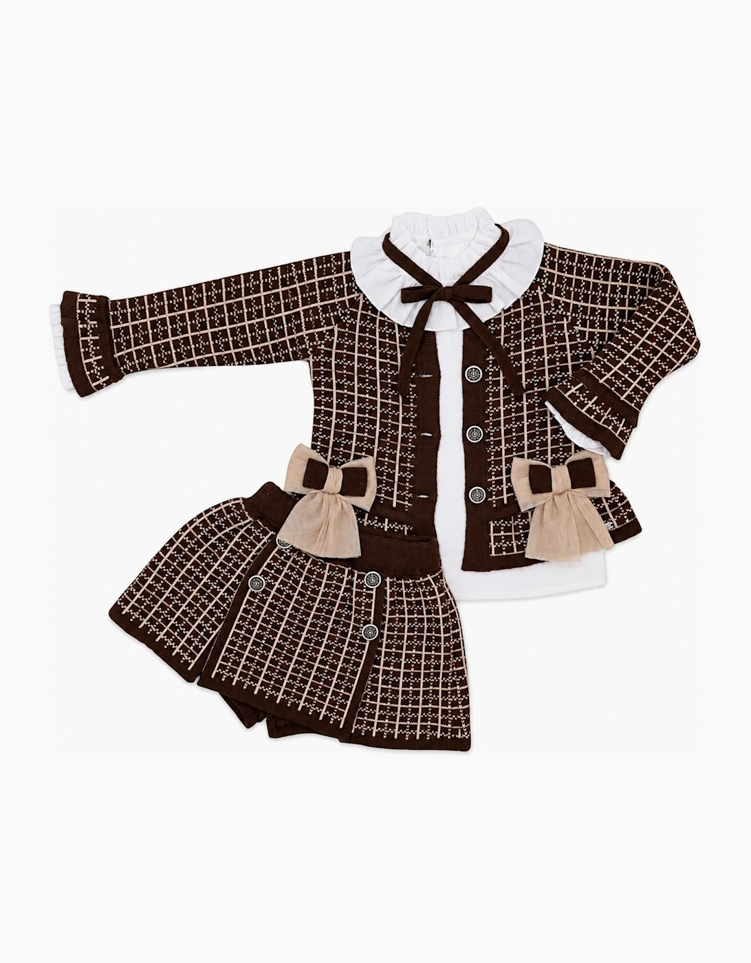 Girls Brown and Camel Skort Set