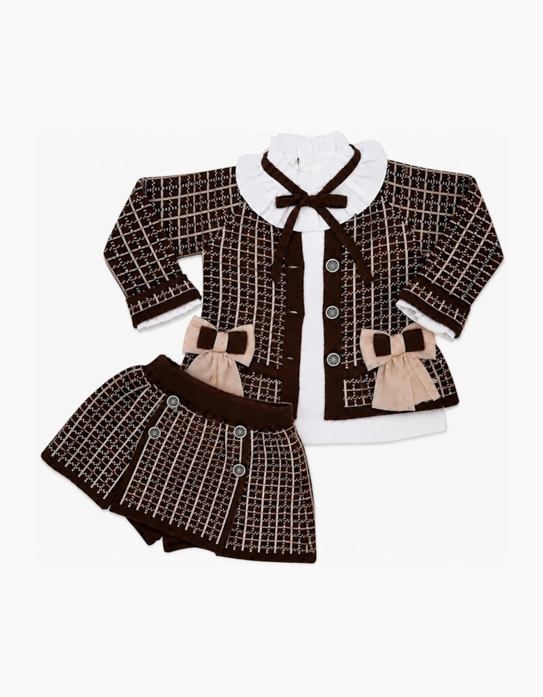 Girls Brown and Camel Skort Set