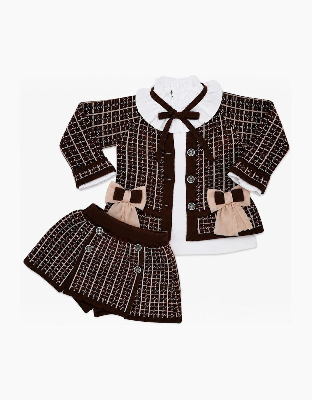 Girls Brown and Camel Skort Set
