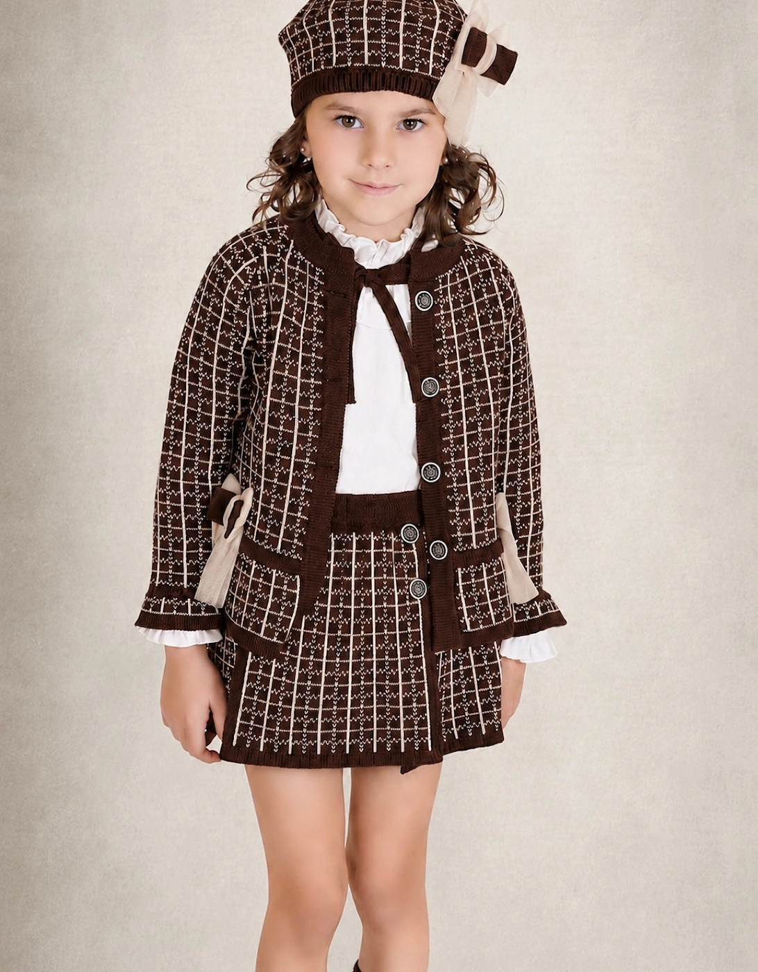 Girls Brown and Camel Hat