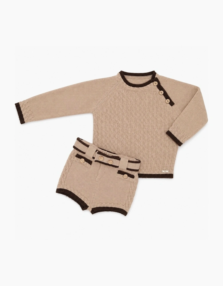 Boys Camel and Brown Short Set