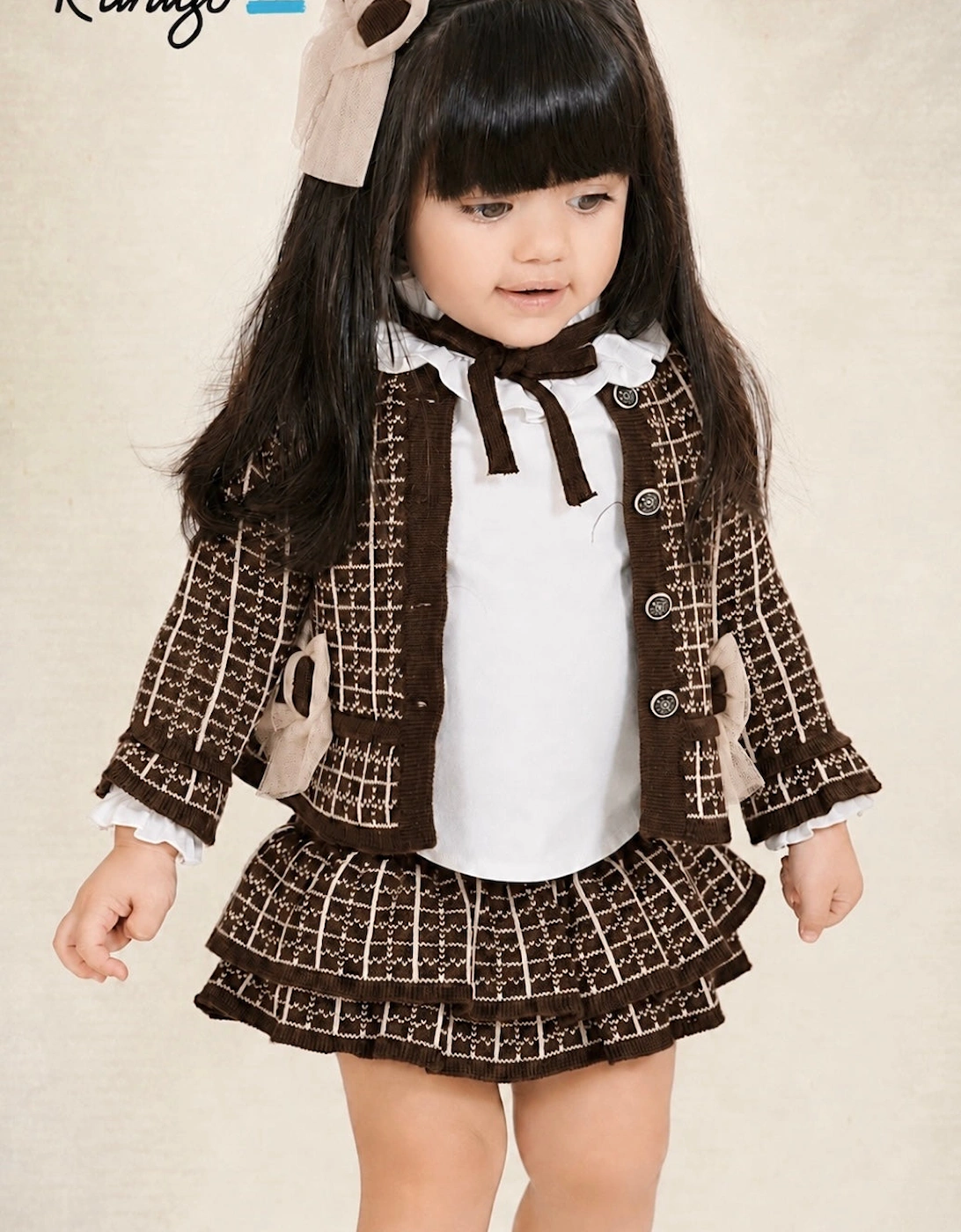 Girls Brown and Camel Jam Pant Set