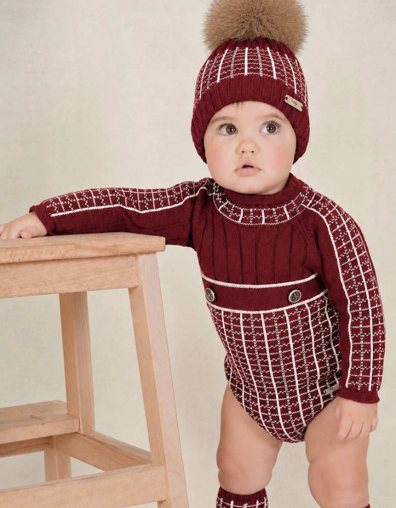 Boys Dark Red and Ivory Socks