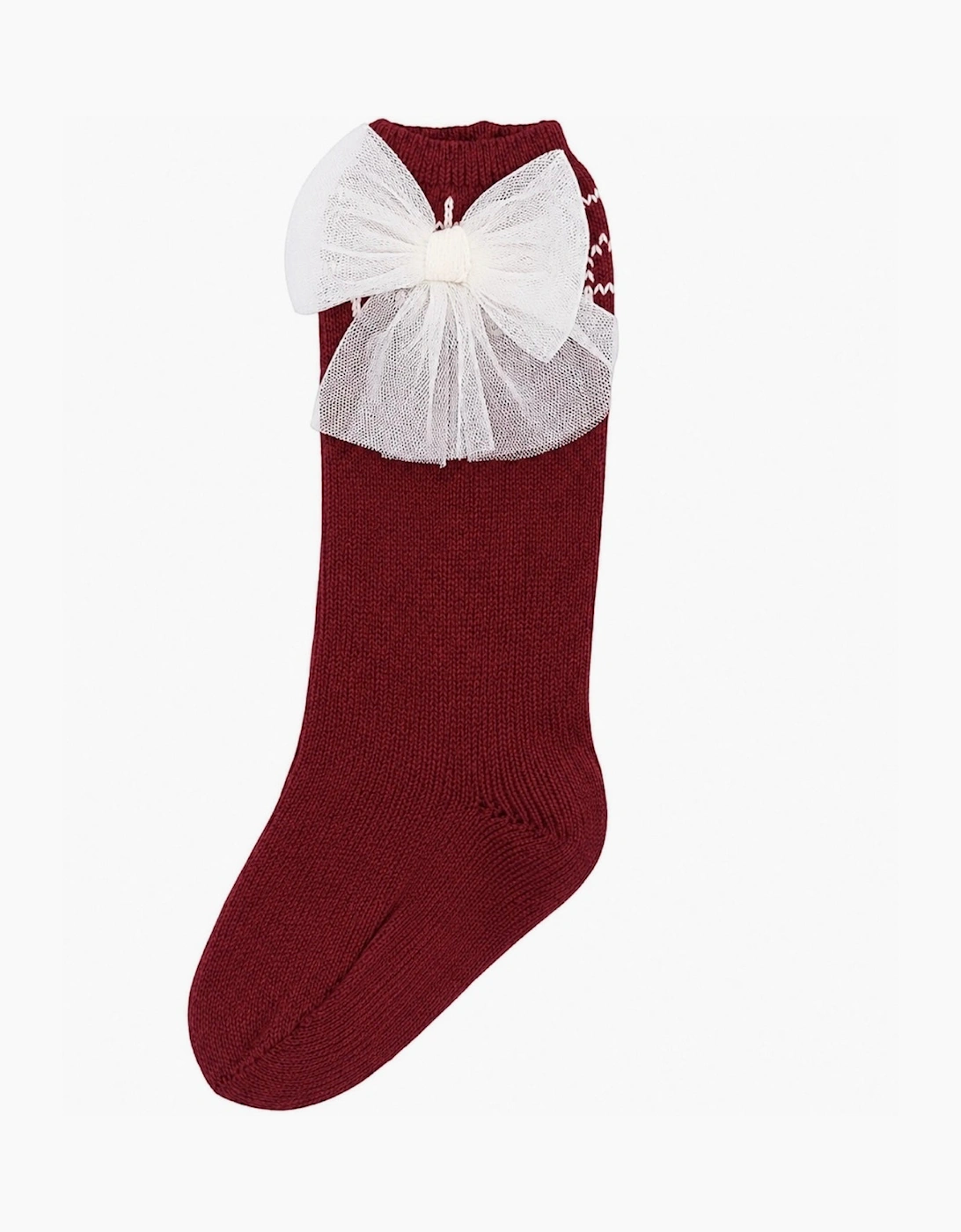 Girls Dark Red and Ivory Socks