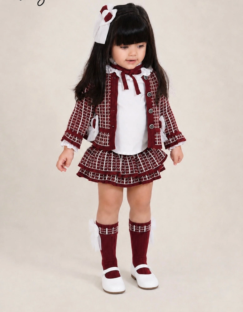 Girls Dark Red and Ivory Socks