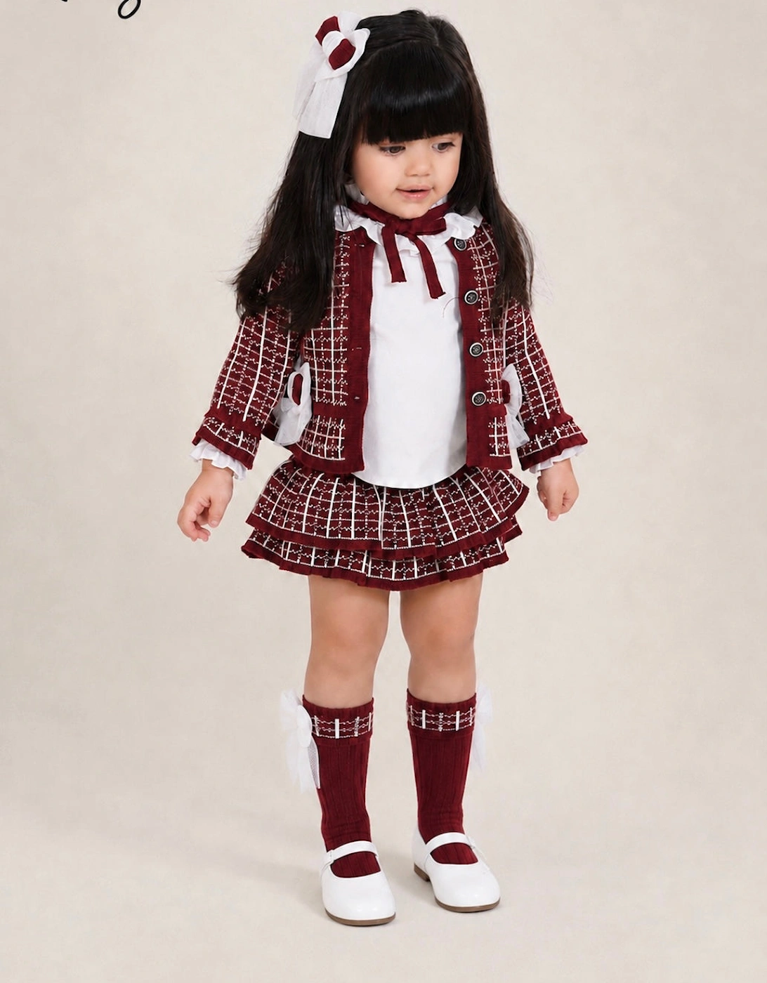 Girls Dark Red and Ivory Socks