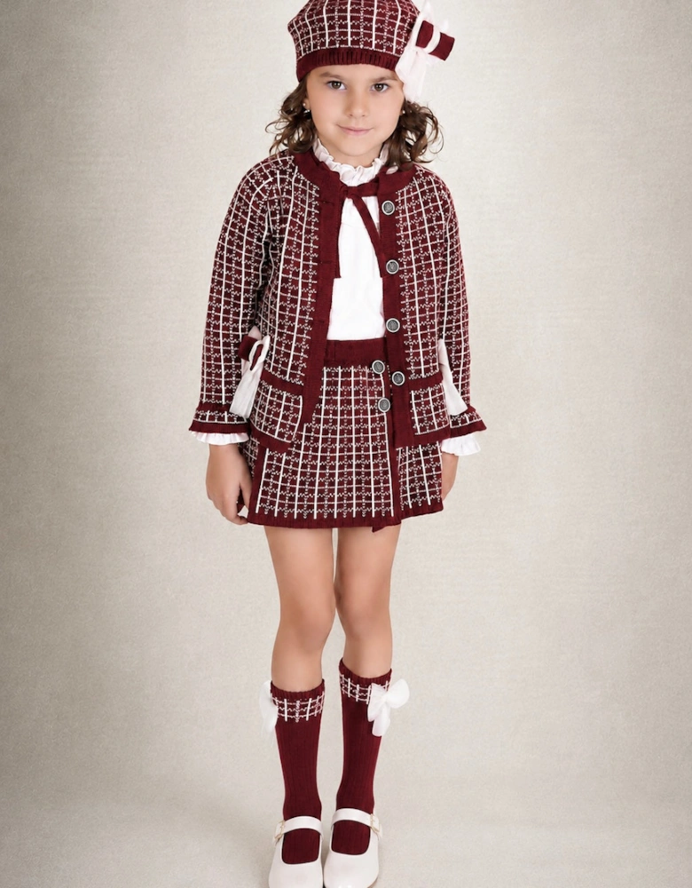 Girls Dark Red and Ivory Socks
