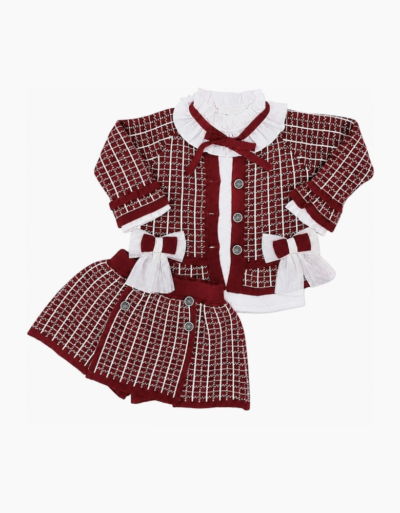 Girls Dark Red and Ivory Skort Set
