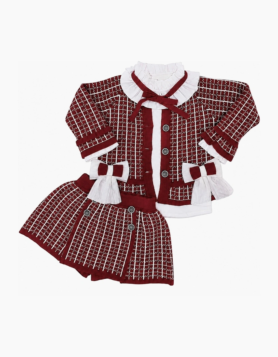 Girls Dark Red and Ivory Skort Set