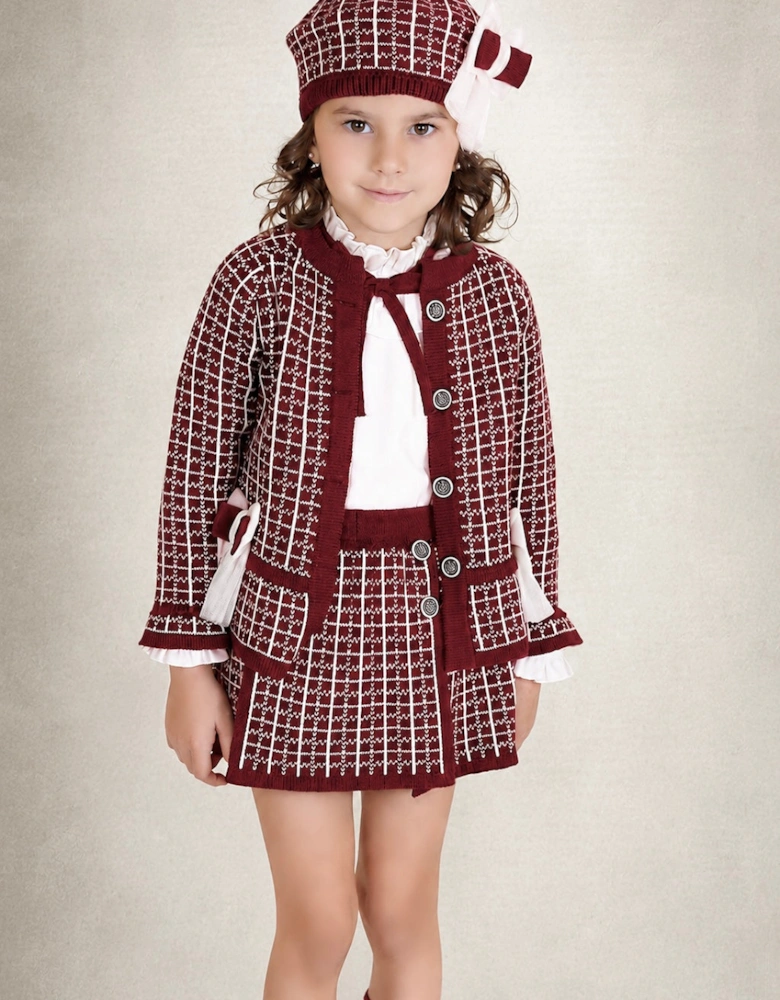 Girls Dark Red and Ivory Hat