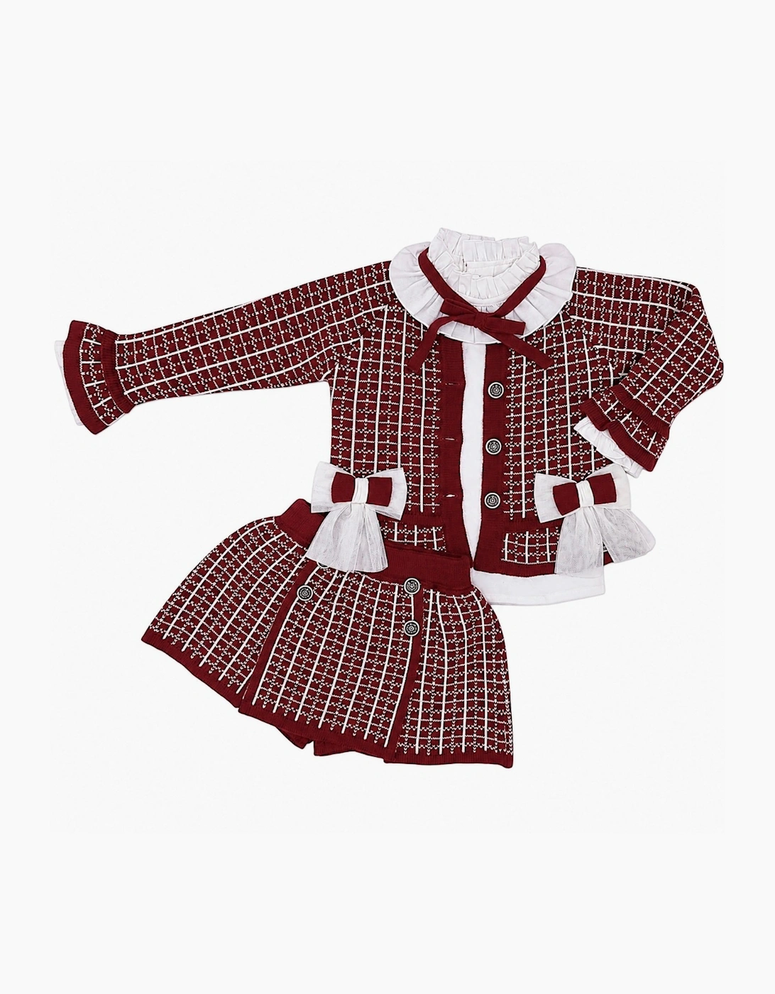 Girls Dark Red and Ivory Skort Set