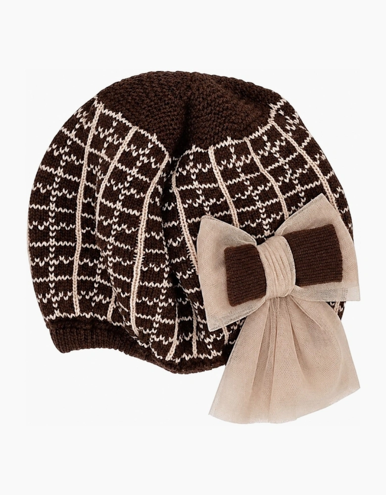Girls Brown and Camel Hat