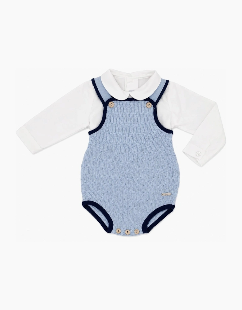 Boys Pale Blue and Navy Romper