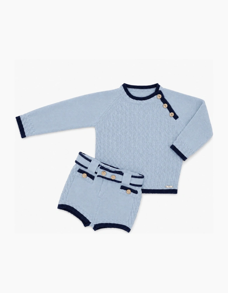 Boys Pale Blue and Navy Short Set