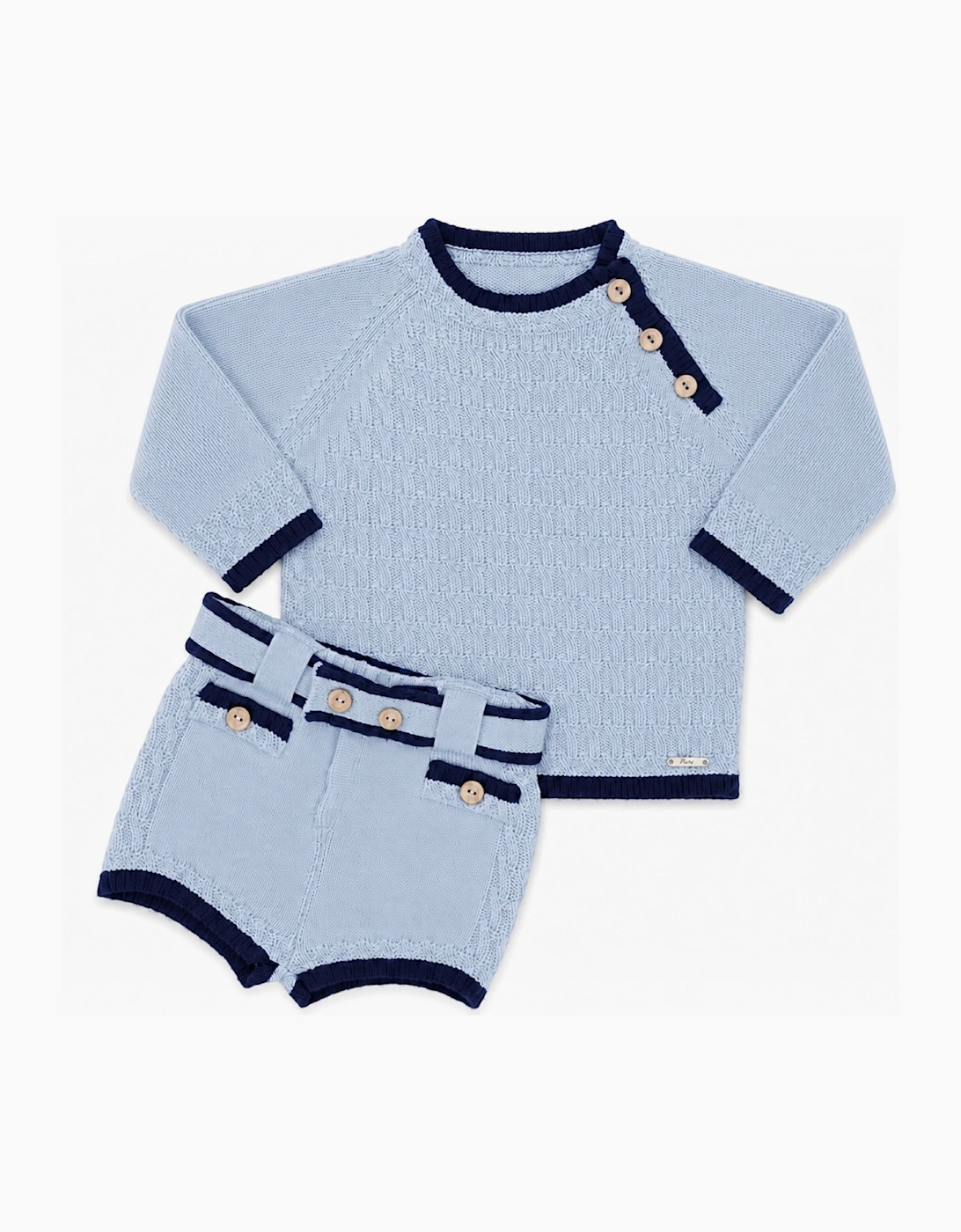 Boys Pale Blue and Navy Short Set