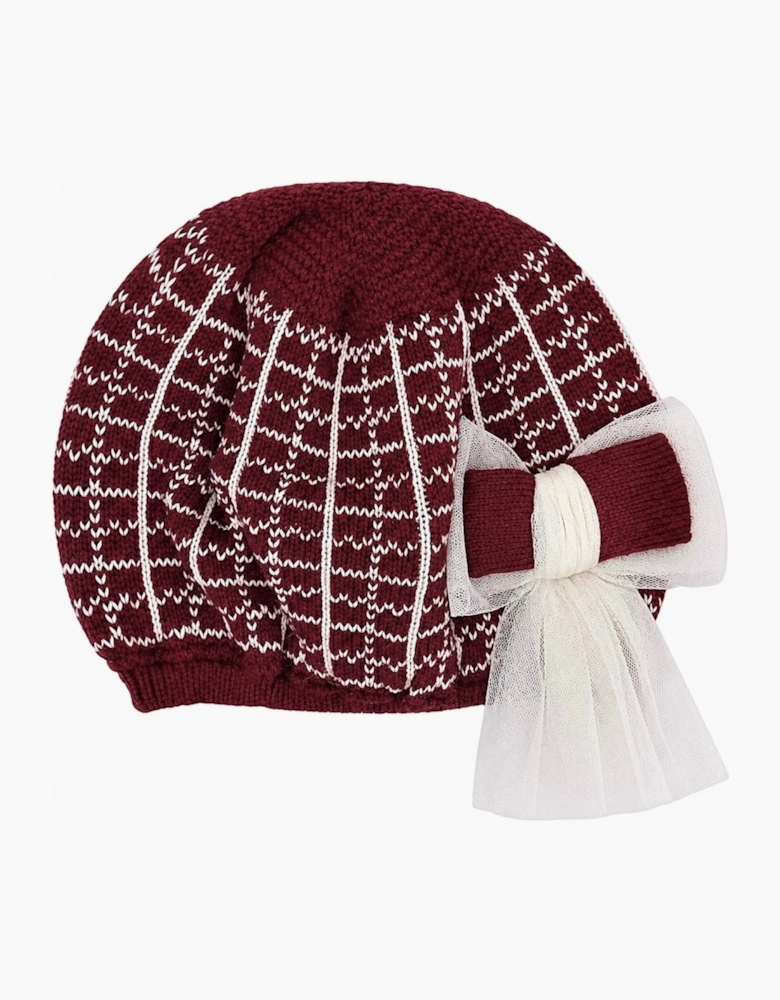 Girls Dark Red and Ivory Hat