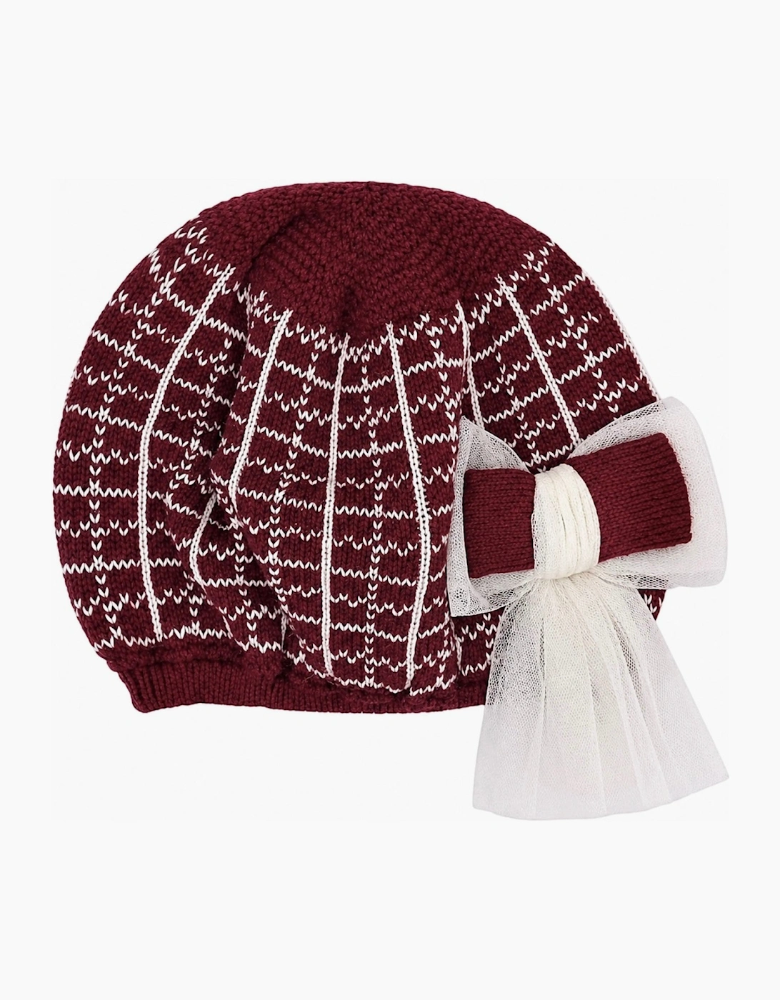 Girls Dark Red and Ivory Hat