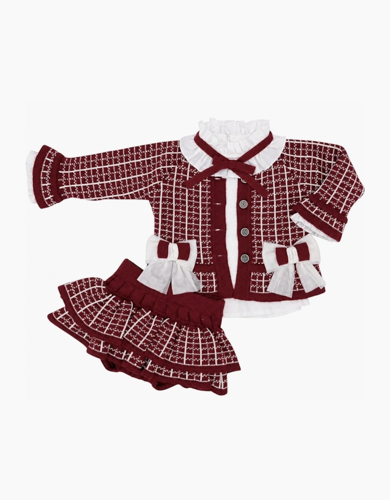 Girls Dark Red and Ivory Jam Pant Set