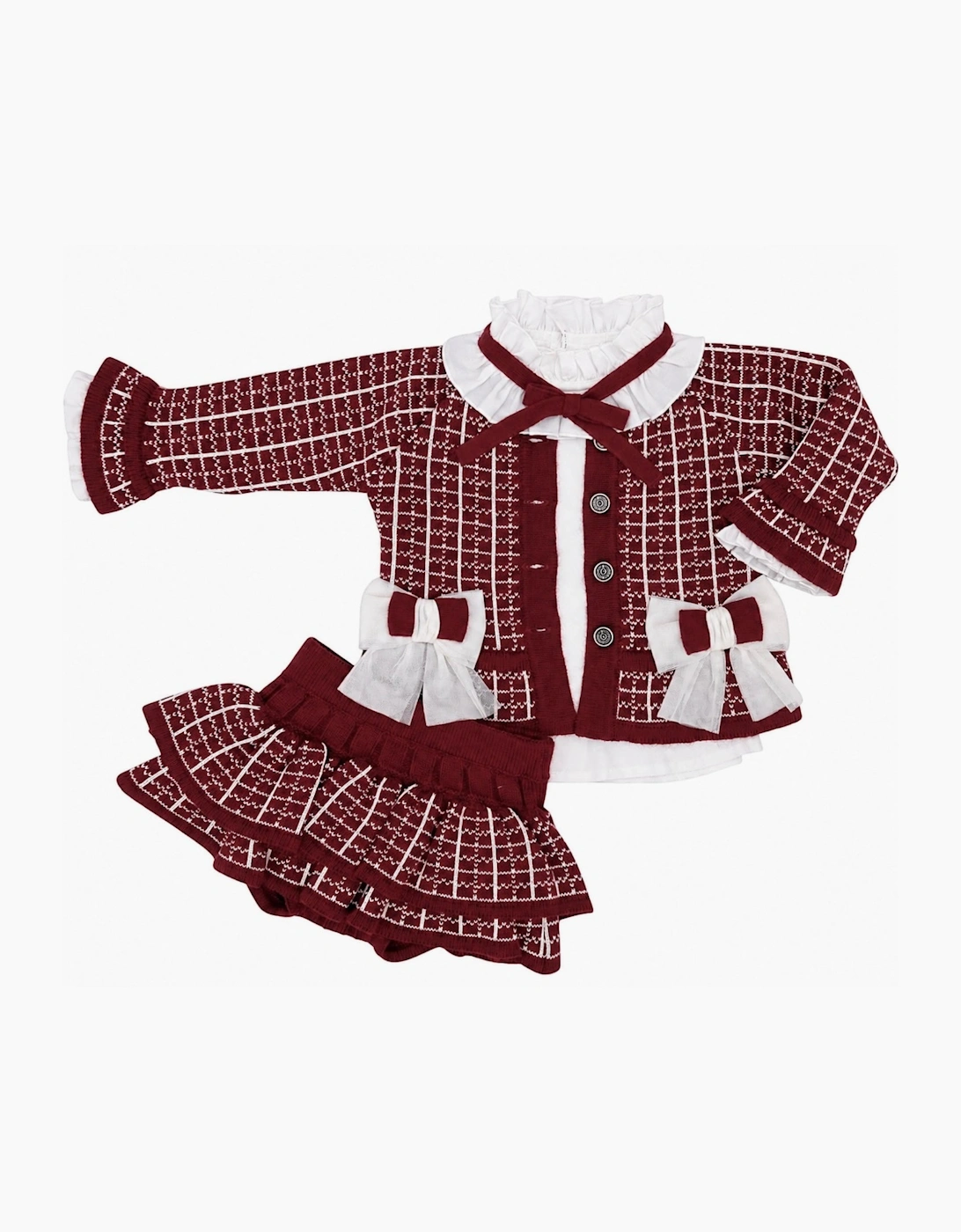 Girls Dark Red and Ivory Jam Pant Set