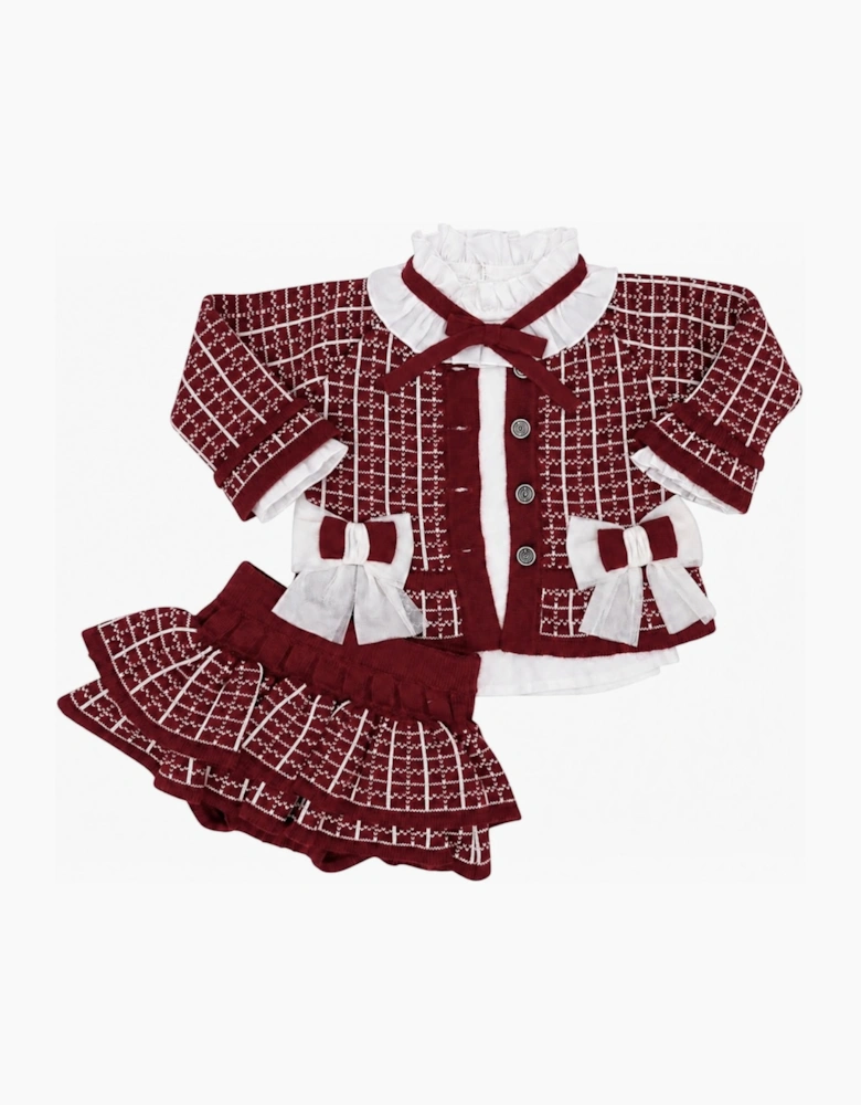 Girls Dark Red and Ivory Jam Pant Set