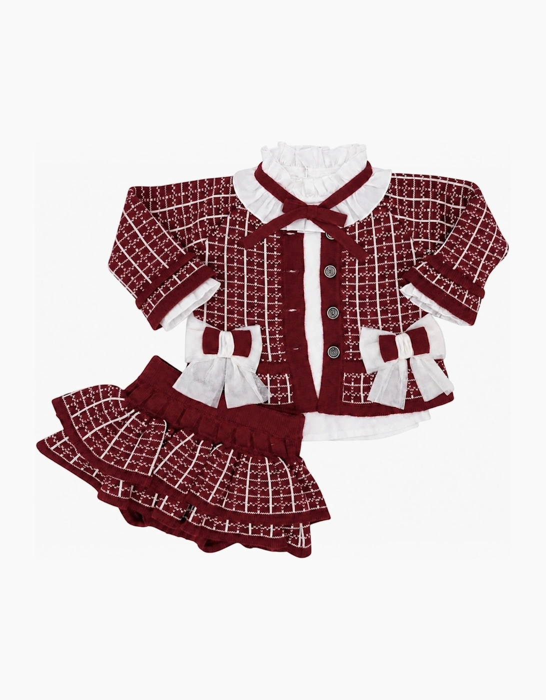 Girls Dark Red and Ivory Jam Pant Set