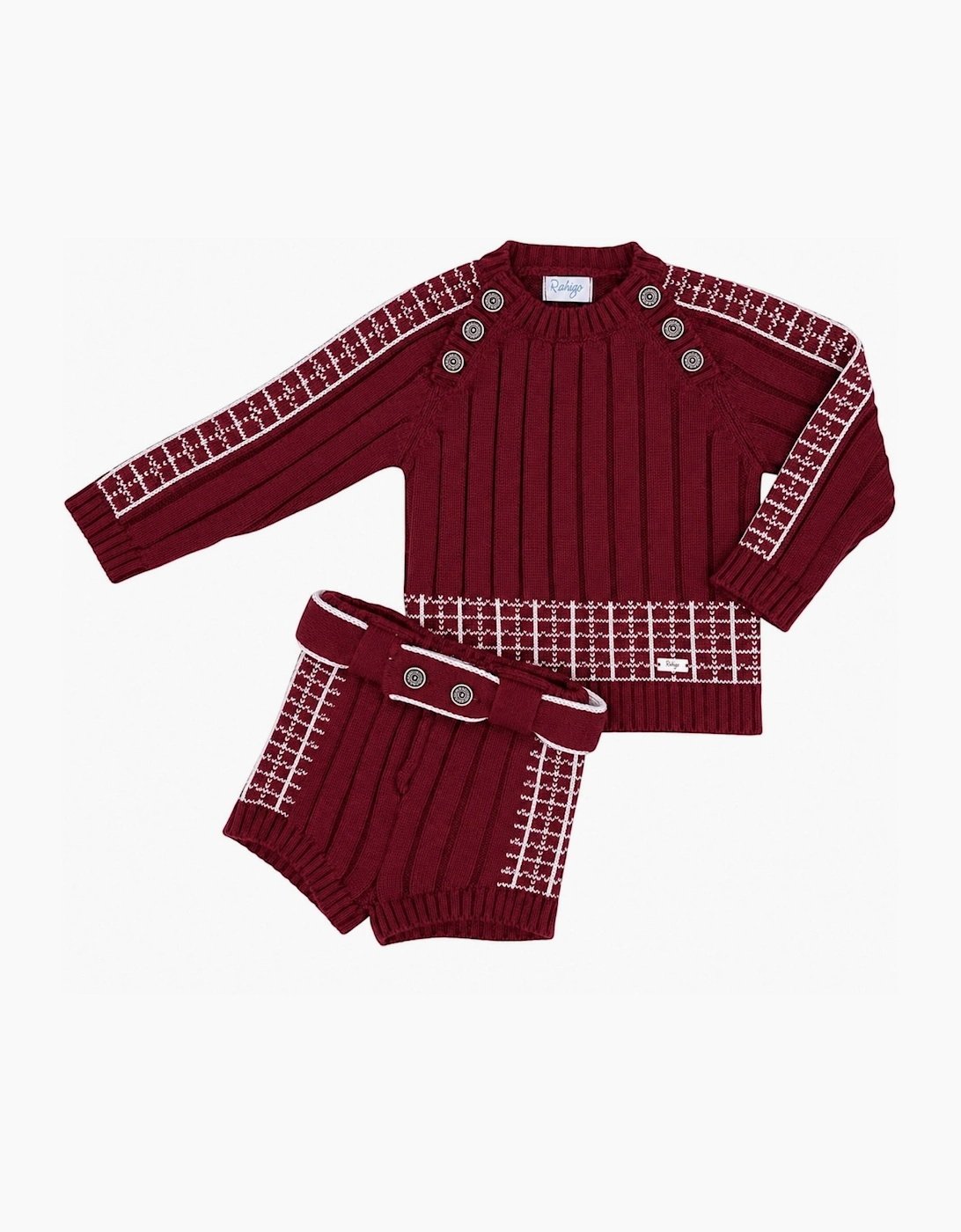 Boys Dark Red and Ivory Short Set