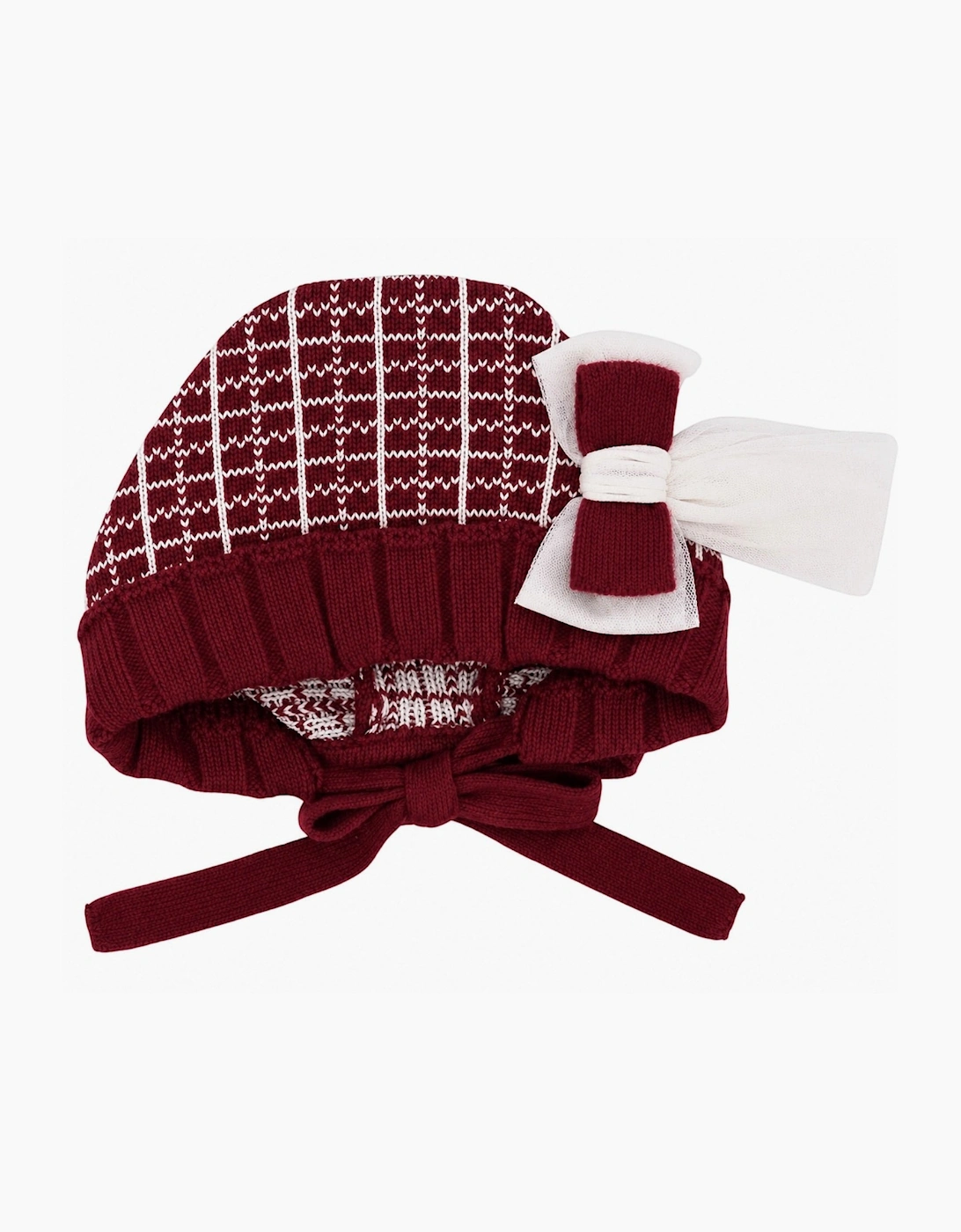 Girls Dark Red and Ivory Bonnet