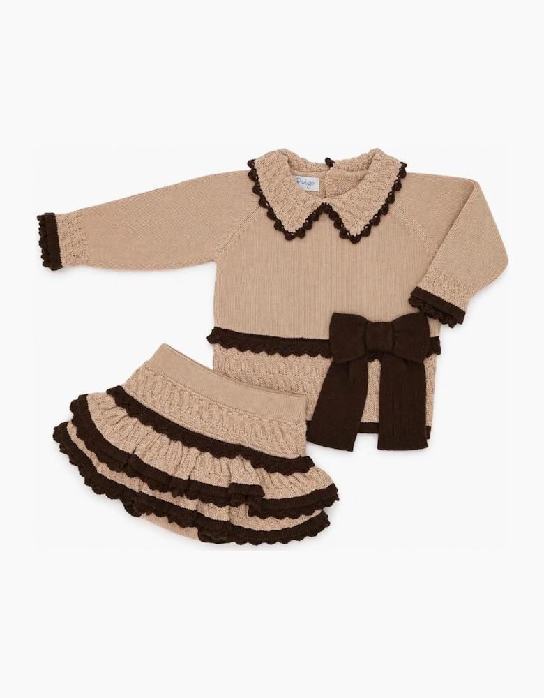 Girls Camel and Brown Jam Pant Set