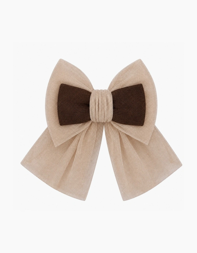Girls Brown and Camel Hair Bow Clip