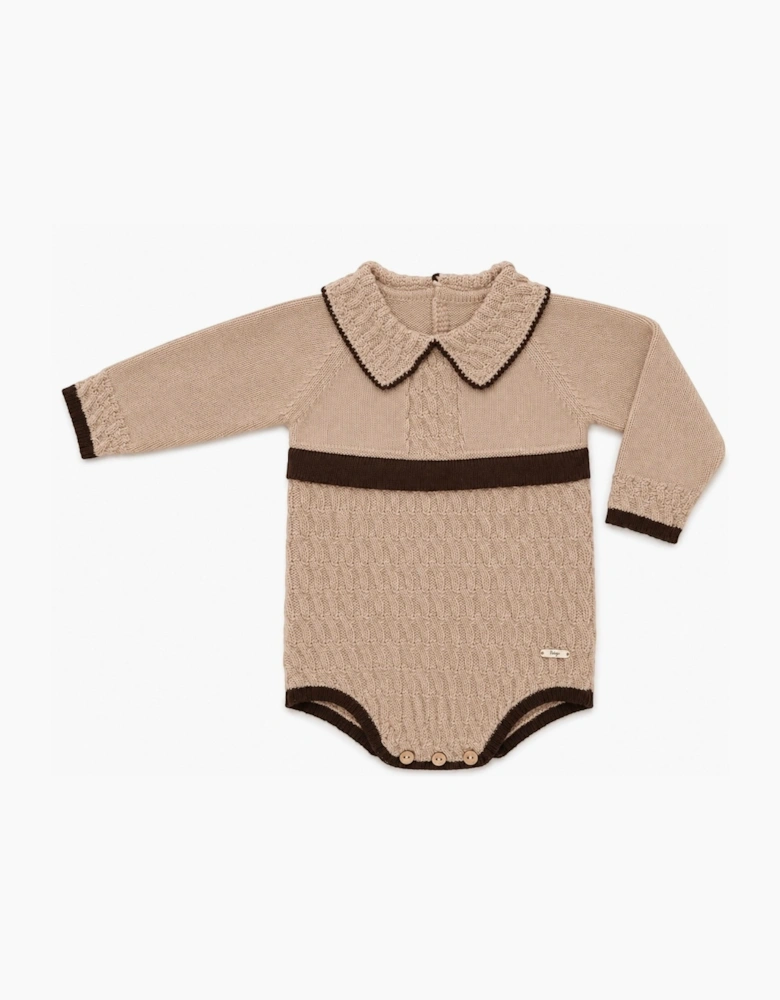 Boys Camel and Brown Romper