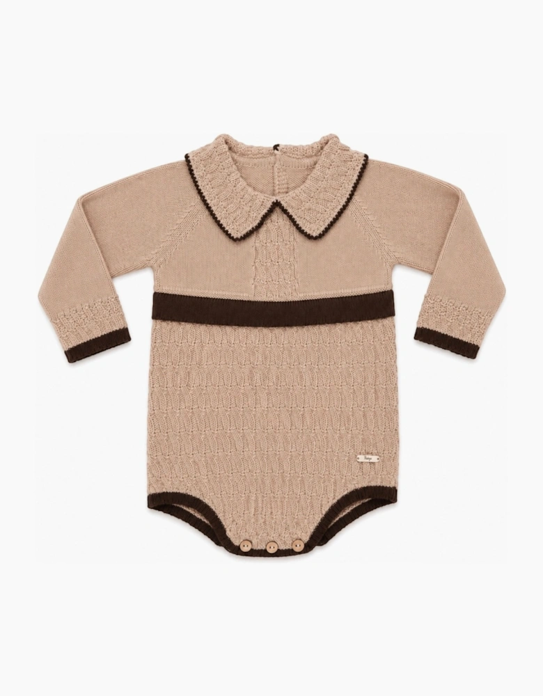 Boys Camel and Brown Romper
