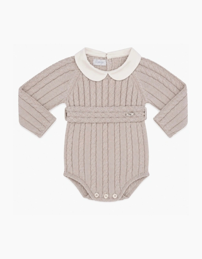 Boys Beige Stone Cable Romper