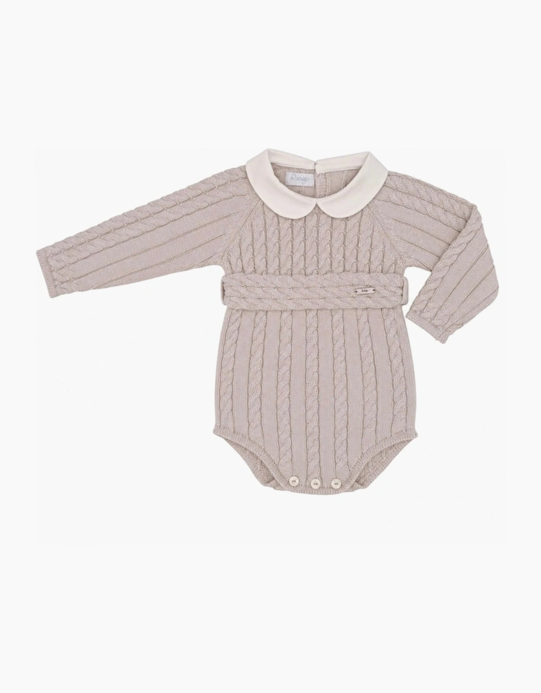 Boys Beige Stone Cable Romper