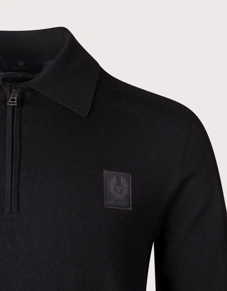 Regular Fit Long Sleeve Colden Knitted Polo Shirt