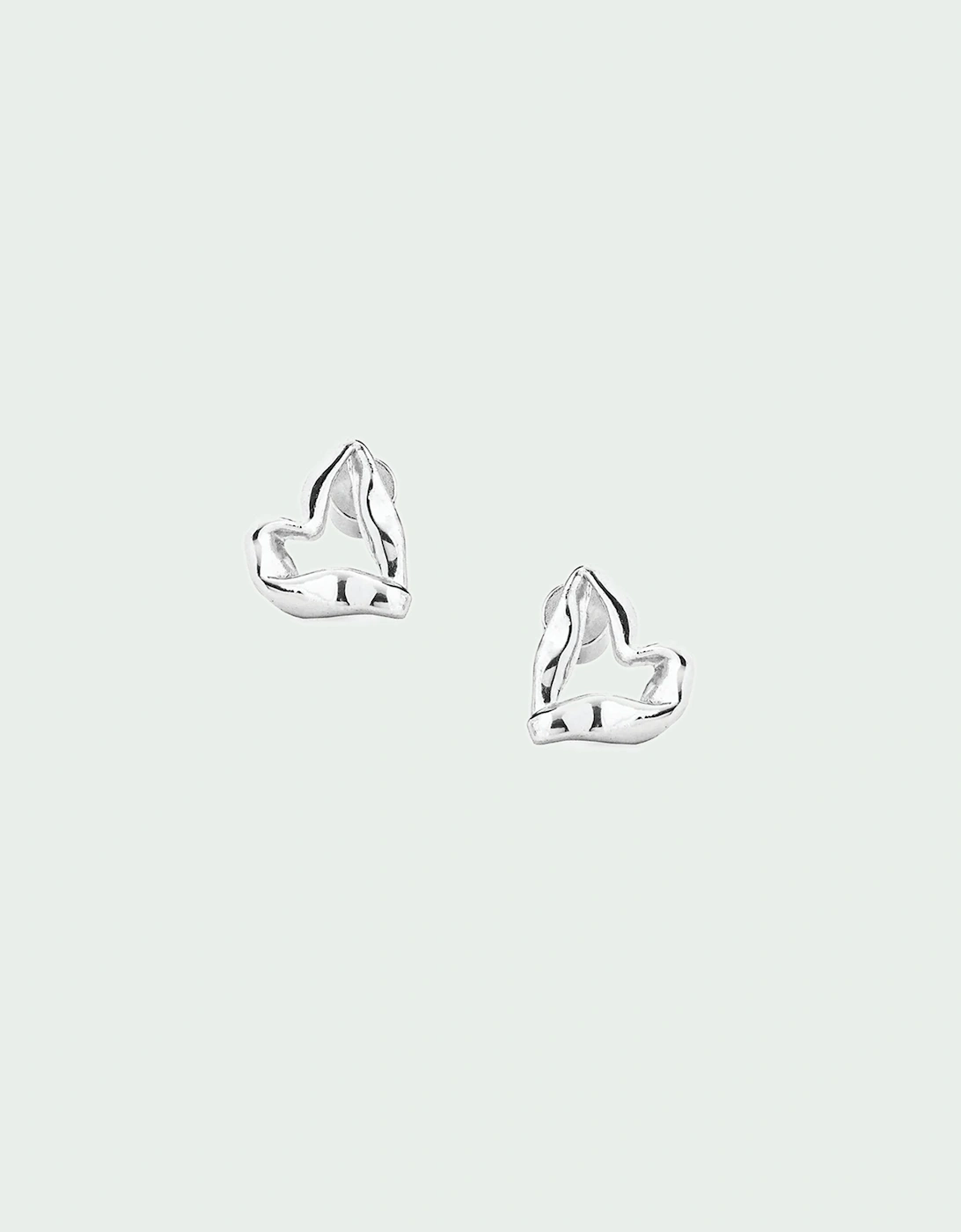 Tutti Women's Eternal Small Open Twist Heart Stud Earrings - Silver/Silver