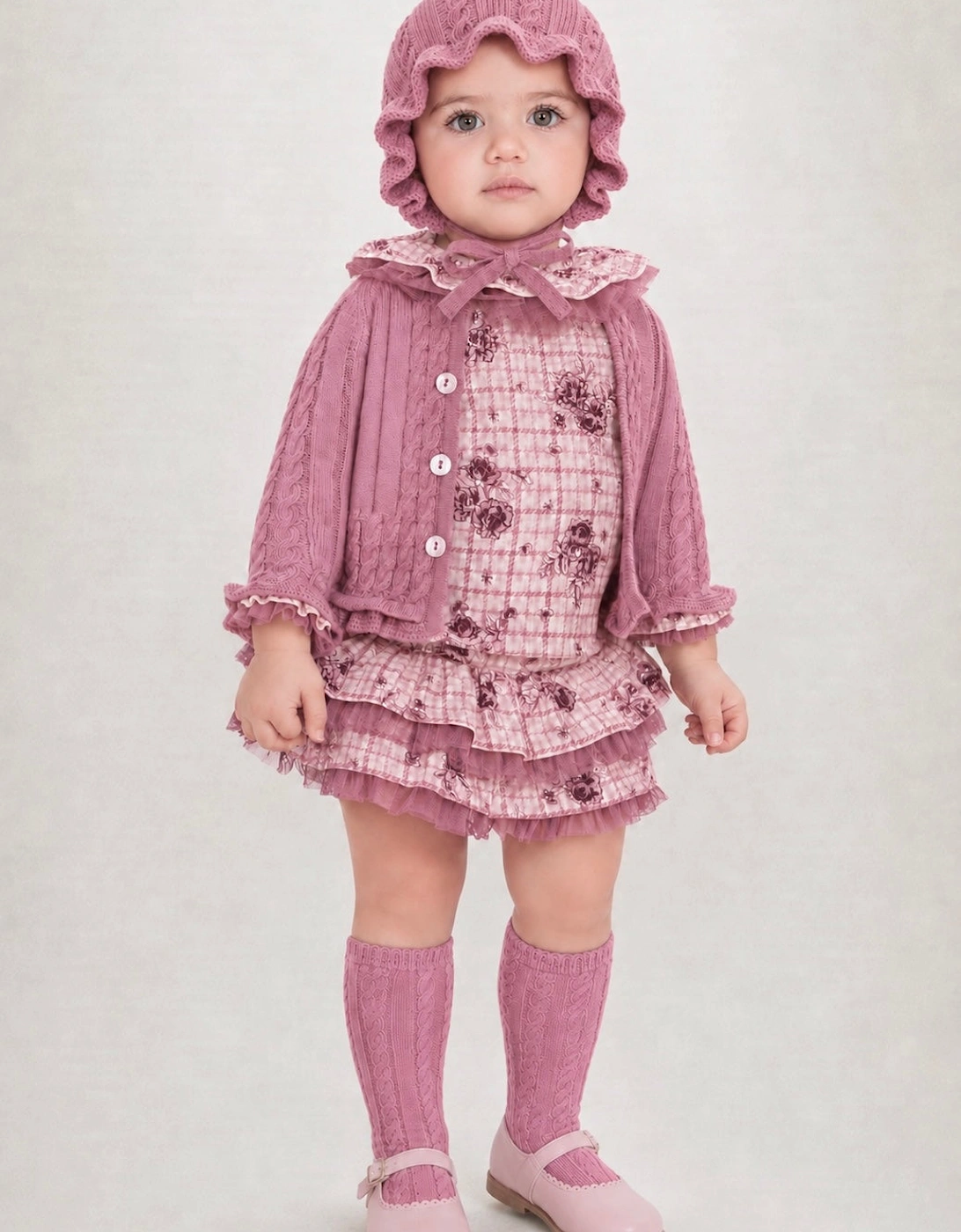 Girls Rose Pink Cable Socks