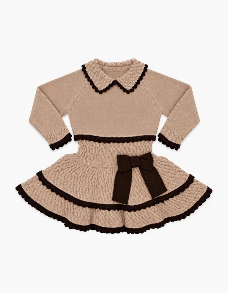 Girls Camel and Brown Dress